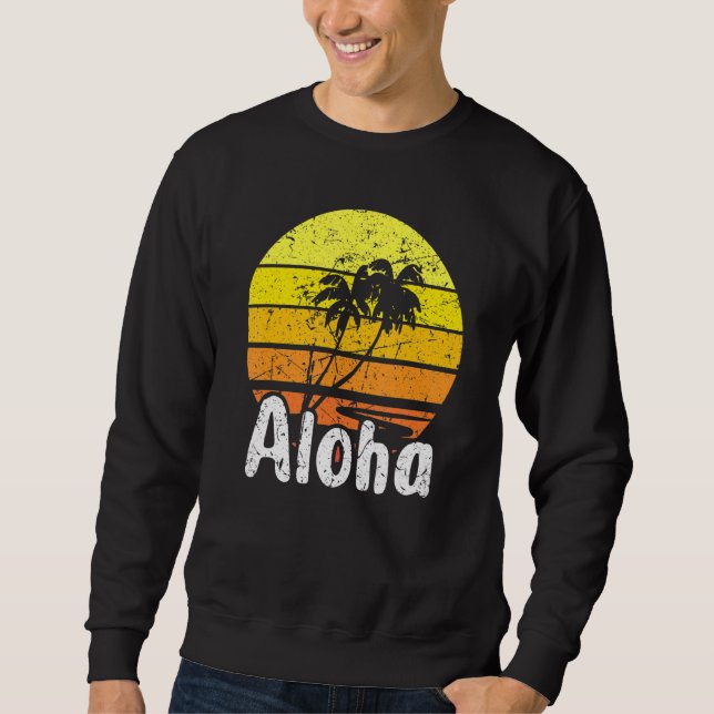 Aloha Hawaii Surfing Retro Sunset 2 Sweatshirt (Front)