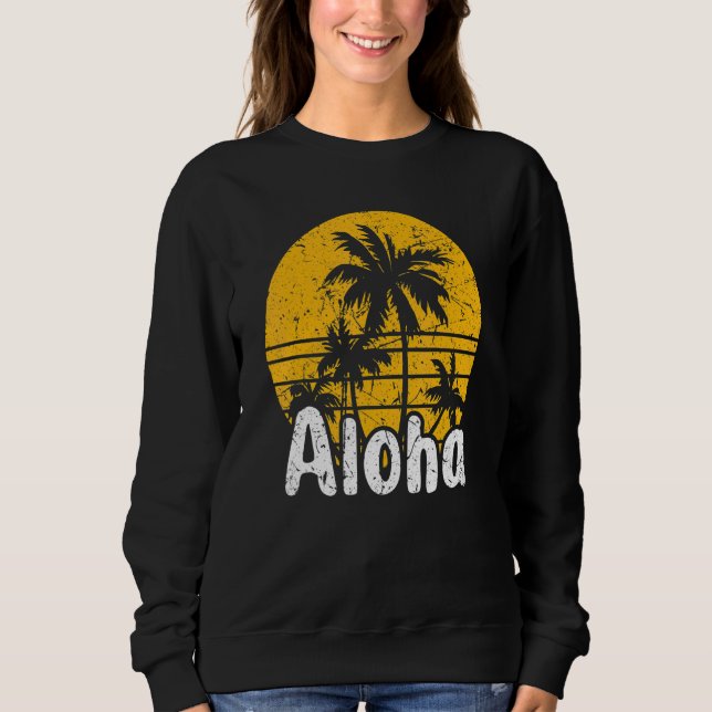 Aloha Hawaii Surfing Retro Sunset 9 Sweatshirt (Front)