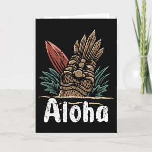 Aloha Hawaii Surfing Retro Sunset Card