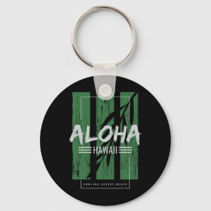 Aloha Hawaii Surfing Sunset Beach Key Ring
