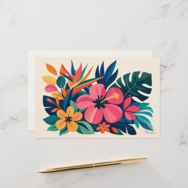 Aloha hawaii tropical art blank stationery (Front/Back In Situ)