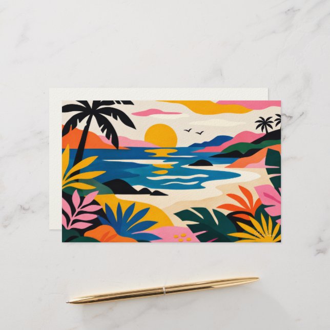 Aloha hawaii tropical art blank stationery (Front/Back In Situ)