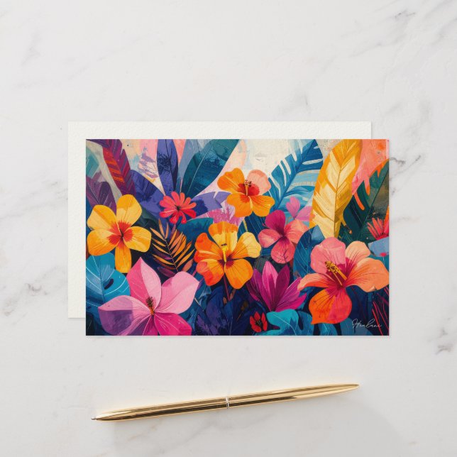 Aloha hawaii tropical art blank stationery (Front/Back In Situ)