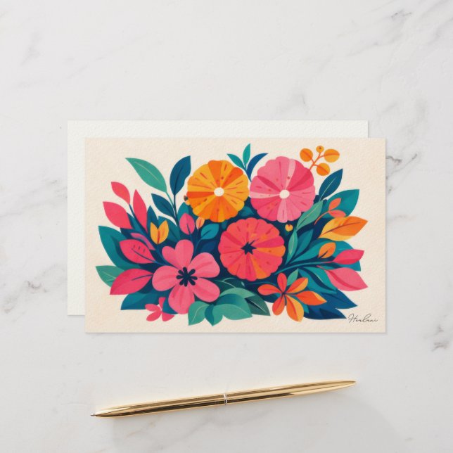 Aloha hawaii tropical art blank stationery (Front/Back In Situ)