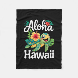 Aloha Hawaii Turtle Hawaiian Island Kids Men Women Fleece Blanket
