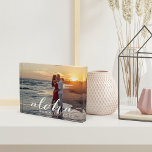 Aloha | Hawaii Vacation Memory Photo<br><div class="desc">Create a sweet keepsake of your Hawaii vacation with this modern,  freestanding acrylic photo block. Design features your full-bleed horizontal or landscape orientated photo with a white text overlay reading "Aloha" in beachy chic calligraphy script. Personalise with your vacation destination and the year.</div>