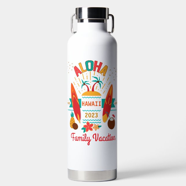 Aloha Hawaii Vacation  Water Bottle (Front)