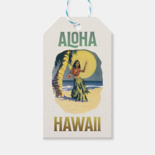 Aloha Hawaii Vintage Hula Girl Gift Tags