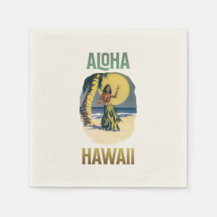 Aloha Hawaii Vintage Hula Girl Napkin