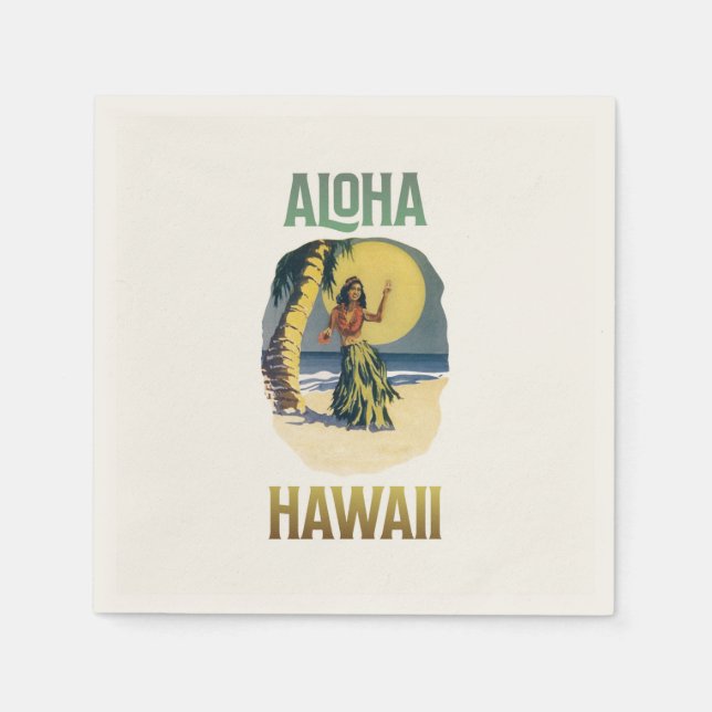 Aloha Hawaii Vintage Hula Girl   Napkin (Front)