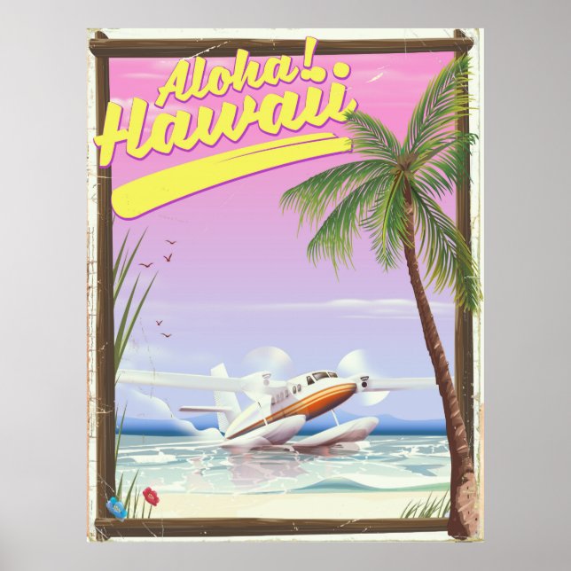 Aloha! Hawaii Vintage style travel poster (Front)