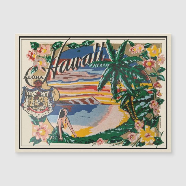 Aloha Hawaii Vintage Travel  Magnet (Front)