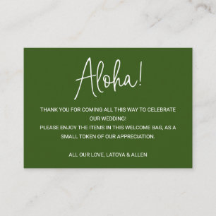Aloha Hawaii Wedding Green Welcome Gift Bag Basket Place Card