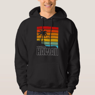 Aloha Hawaiian Beach Palm Trees Summer Retro Honol Hoodie