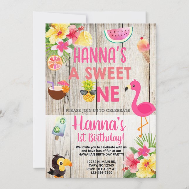 Aloha, hawaiian birthday party invite. invitation (Front)