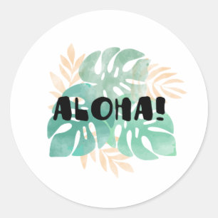 Aloha hawaiian classic round sticker