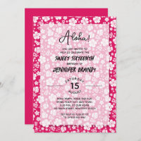 Aloha Hawaiian Floral Hot Pink 16th Birthday