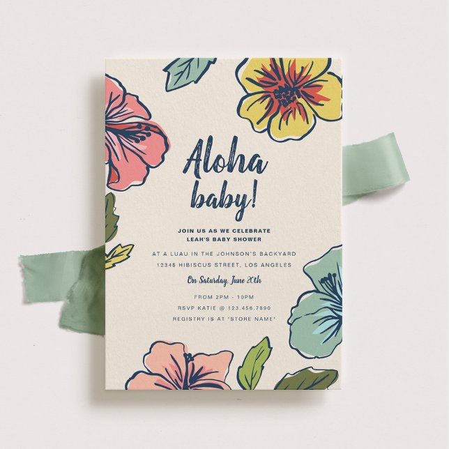 Aloha Hawaiian Flowers Baby Shower Invitation (Creator Uploaded)