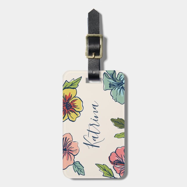 Aloha Hawaiian Flowers Luggage Tag (Front Vertical)