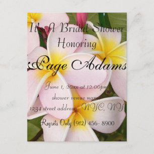 Aloha Hawaiian Frangipani Blossoms Bridal Shower Invitation
