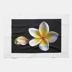 Aloha Hawaiian Frangipani Blossoms Plumerias Tea Towel