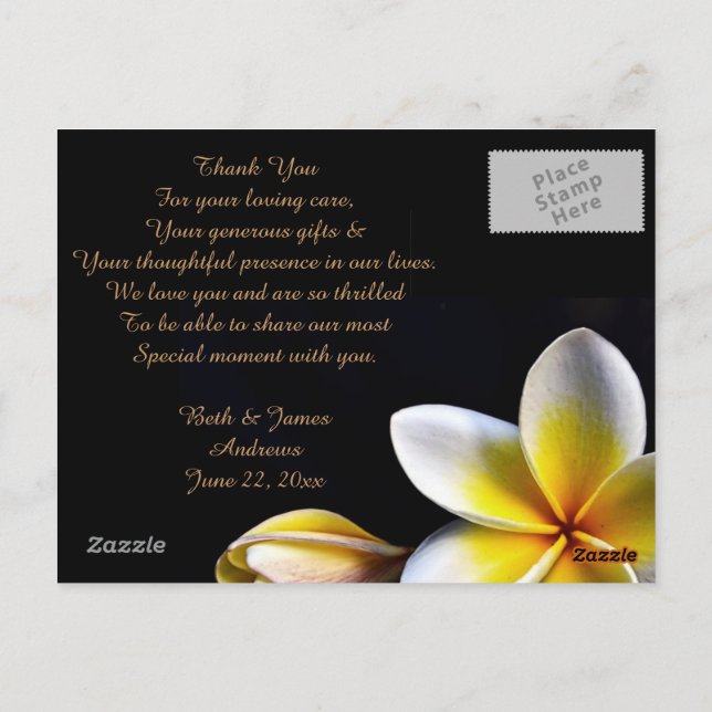 Aloha Hawaiian Frangipani Luau Thank You Cards (Back)