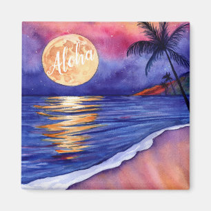 Aloha Hawaiian Full Moon of Kauai Magnet