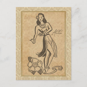 Aloha Hawaiian Girl 2 Vintage Reproduction Postcard