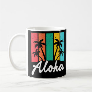 Aloha Hawaiian Hawaii Island Palm Beach Surfboard Coffee Mug