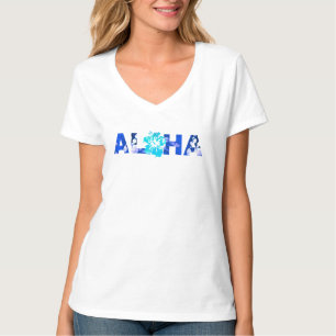 Aloha Hawaiian Hibiscus Batik Blues Live Pono T-Shirt
