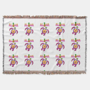 Aloha Hawaiian Honu Turtle Throw Blanket