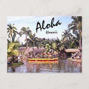 Aloha Hawaiian Hula Dancers Retro Postcard
