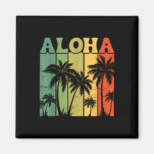 Aloha Hawaiian Island Palm Trees Surfboard Beach H Magnet