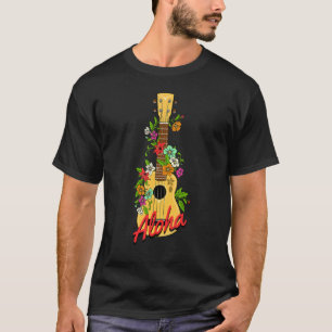 Aloha Hawaiian Island Ukulele Flowers Aloha Hawaii T-Shirt