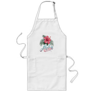 Aloha Hawaiian Islands Hawaii Hibiscus Flower Long Apron