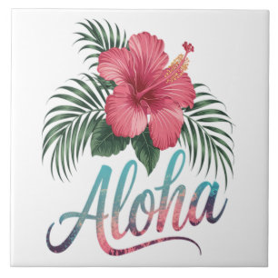 Aloha Hawaiian Islands Hawaii Hibiscus Flower Tile
