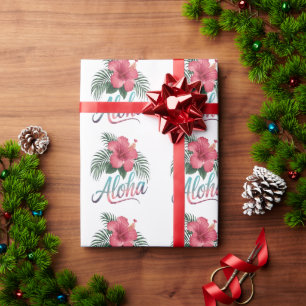 Aloha Hawaiian Islands Hawaii Hibiscus Flower Wrapping Paper