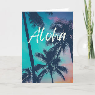Aloha Hawaiian Islands Palm Tree Greeting Card