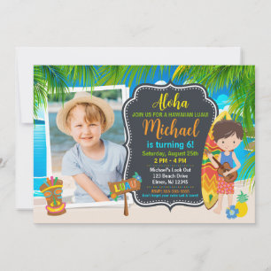 Aloha Hawaiian Luau Tropical Birthday Party Photo Invitation