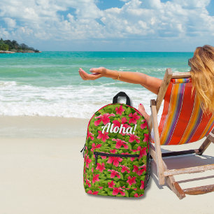 Aloha! Hawaiian Pink Hibiscus Printed Backpack