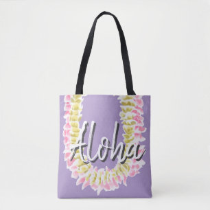 Aloha Hawaiian Plumeria Lei Elegant Floral Pastel Tote Bag