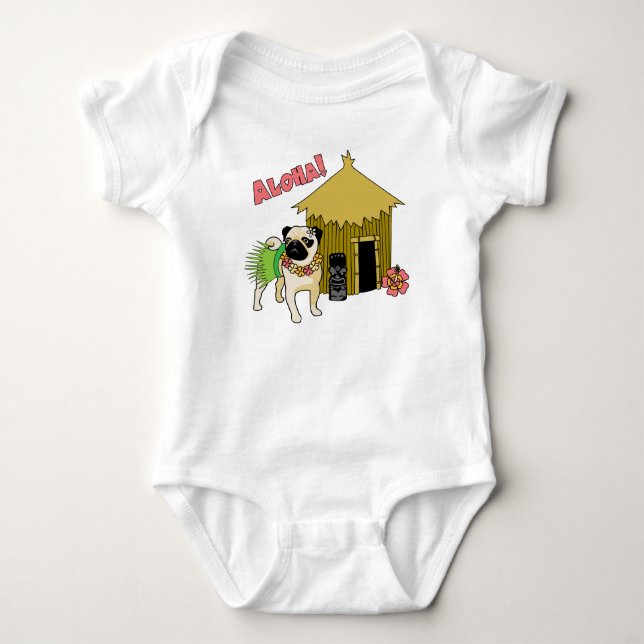 Aloha!  Hawaiian Pug Tees for Babies (Front)