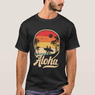Aloha Hawaiian Summer Hawaii Surf Palm Surfer T-Shirt