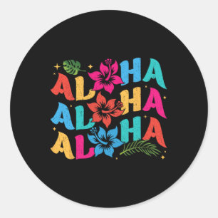 Aloha Hawaiian Summer Hawaii Vacation Kids Men Wom Classic Round Sticker