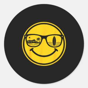 Aloha hawaiian surf smile face waikiki hawaii classic round sticker