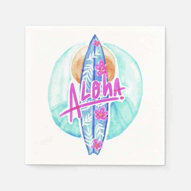 Aloha Hawaiian Surfer paper napkins (Front)