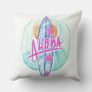 Aloha Hawaiian Surfer throw pillows