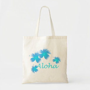 Aloha Hawaiian Tropical Flower Aqua Tote Bag