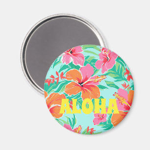 Aloha Hawaiian Tropical Flowers Colourful Magnet