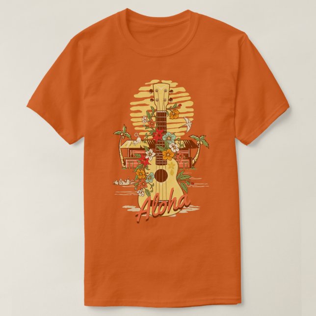 Aloha Hawaiian Tropical Hut Tiki Bar T-Shirt (Design Front)
